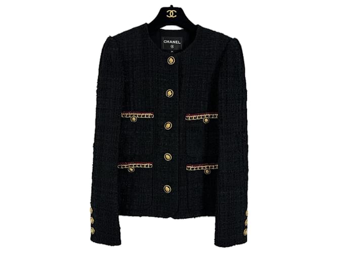 Chanel Veste en tweed noir de style Harley Bieber 2021  ref.1409301