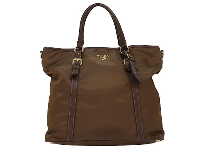 Tote Prada Tessuto Brown Synthetic  ref.1409313