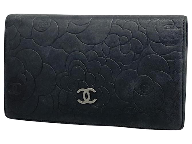 Timeless Chanel Camellia Preto Couro  ref.1409328