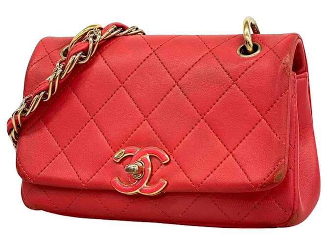 Classique Chanel Matelassé Cuir Rouge  ref.1409389