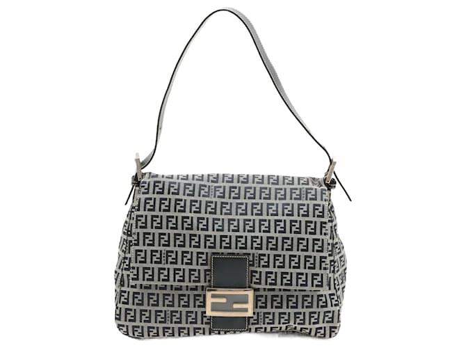 Fendi Mamma Baguette Toile Bleu Marine  ref.1409427