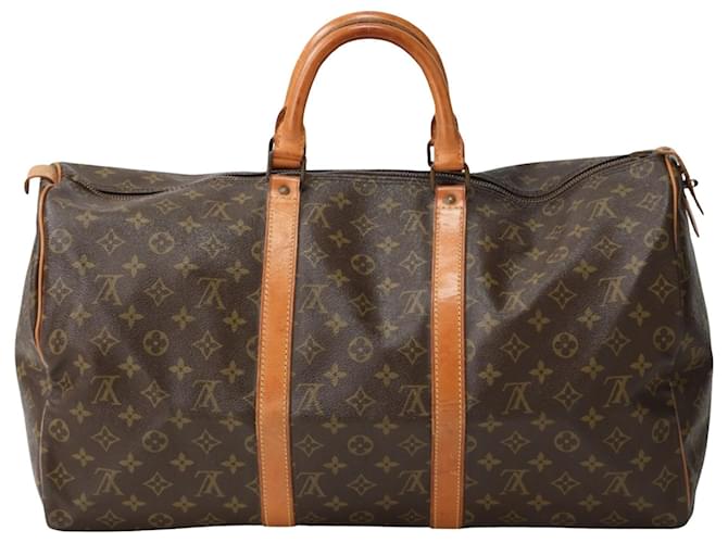 Louis Vuitton Keepall 50 Castaño Lienzo  ref.1409478