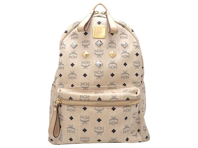 MCM Stark Visetos Beige Lienzo  ref.1409582