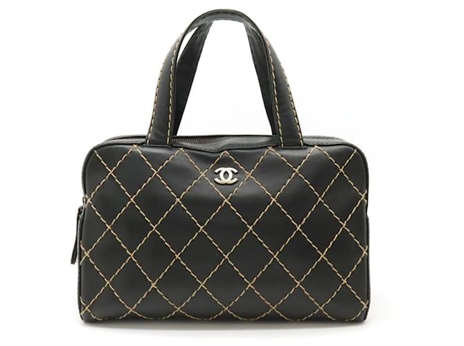 Classique Chanel Stitch Sauvage Cuir Noir  ref.1409697