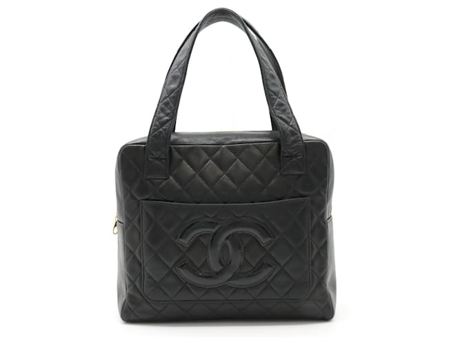 Timeless Chanel Logo CC Preto Couro  ref.1409710