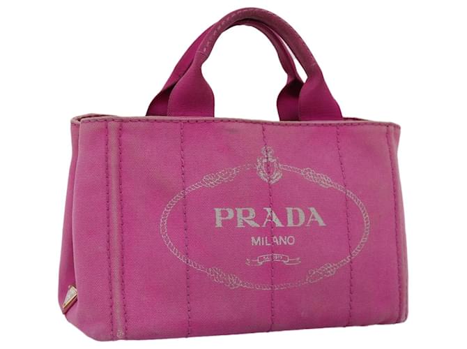 PRADA Canapa PM Hand Bag Canvas Pink Auth bs14850 Cloth  ref.1409746