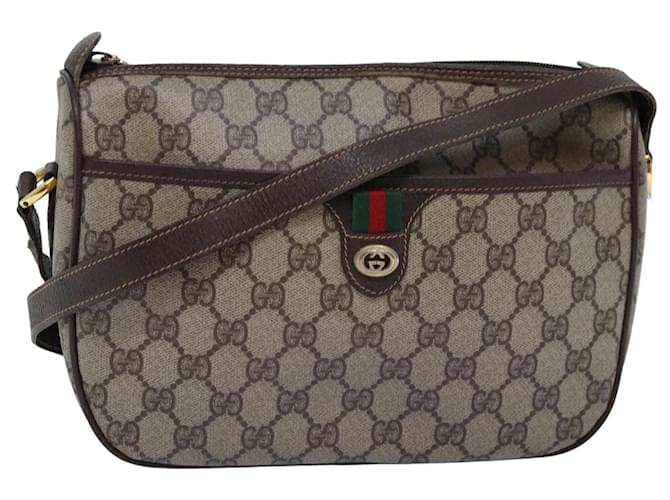 GUCCI GG Supreme Web Sherry Line Sac à bandoulière PVC Beige 164 02 077 auth 75883  ref.1409757