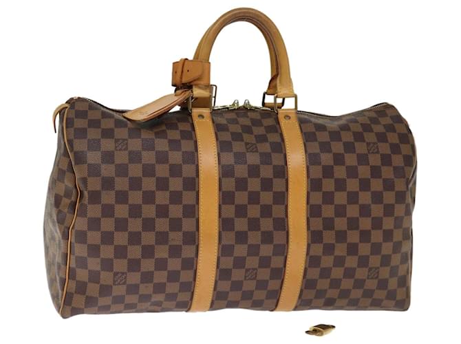 LOUIS VUITTON Damier Ebene Keepall 45 Boston Bag LV Auth 75198UMA  ref.1409790