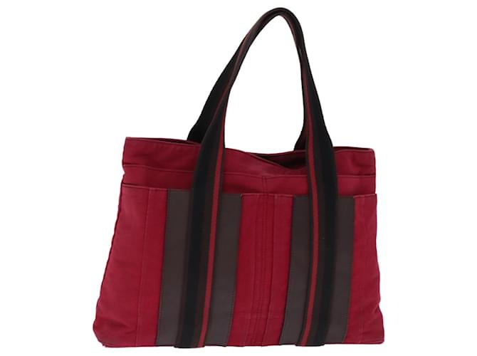 Hermès HERMES Trocha Horizontal Zonal MM Hand Bag Canvas Red Black Auth bs14774 Cloth  ref.1409821