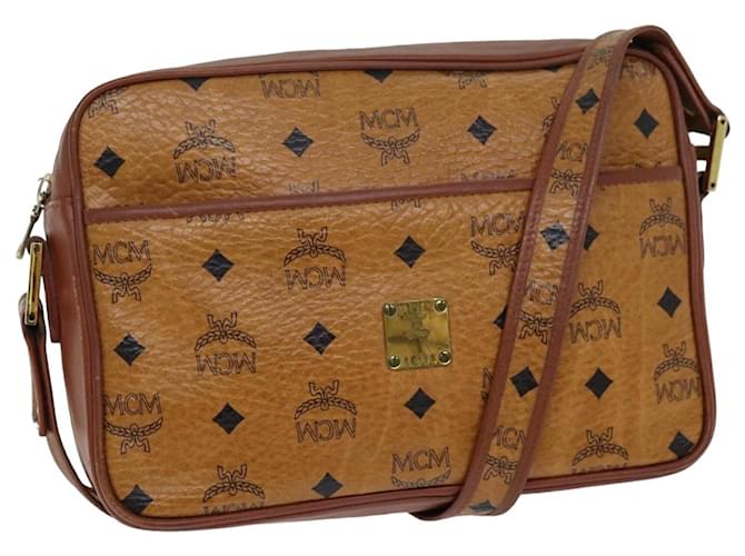 MCM Vicetos Logogram Sac à Bandoulière PVC Marron Auth 76705  ref.1409822