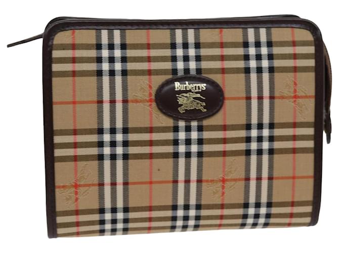 Autre Marque Burberrys Nova Check Pochette Canvas Beige Autentico 75441 Tela  ref.1409859