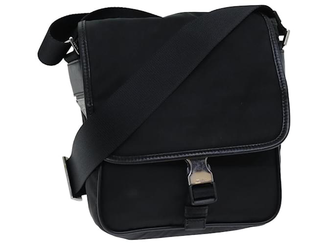 PRADA Bolsa de Ombro Nylon Couro Preto Auth ki4537  ref.1409874