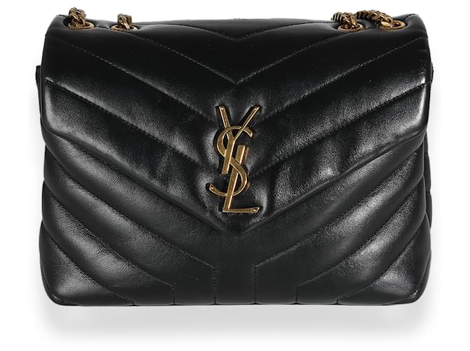 Saint Laurent Black Quilted Calfskin Monogram Small Loulou Chain Bag Leather  ref.1409970