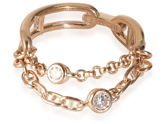 Ring Bague Chaine d'ancre en or rose Hermès  ref.1409993