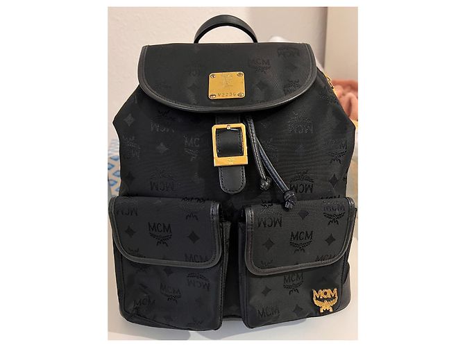 MCM Black Nylon Backpack