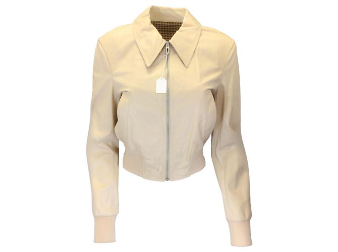 Drome Elfenbein Lammlederjacke  Beige