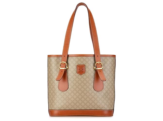 Céline Bolso de hombro Celine de macadán beige Cuero  ref.1410117