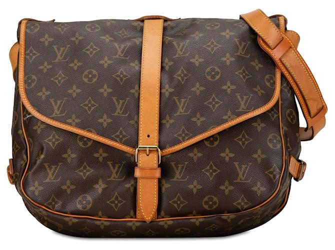 Brown Louis Vuitton Monogram Saumur 35 Crossbody Bag Leather  ref.1410125