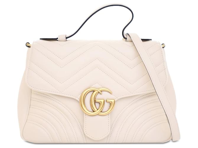 Bolsa pequena com alça superior Gucci branca GG Marmont Branco Couro  ref.1410150