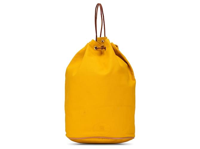 Sac à dos Hermès Toile Polochon Mimile jaune Cuir  ref.1410152