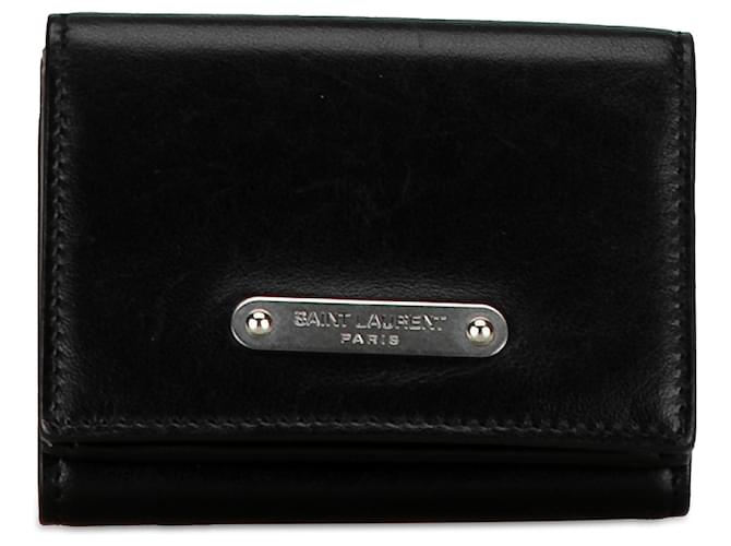 Black Saint Laurent Leather Compact Wallet  ref.1410167