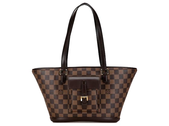 Bolso de hombro marrón Louis Vuitton Damier Ebene Manosque PM Castaño Cuero  ref.1410193