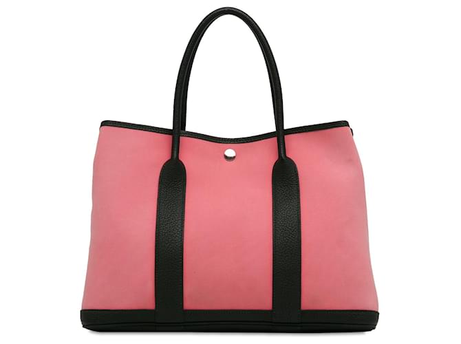 Pink Hermès Toile Garden Party 36 Tote bag Leather  ref.1410333