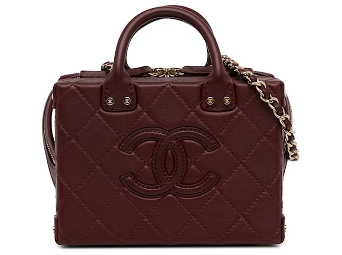 Sac Vanity Box en Cuir Matelassé Rouge Chanel CC  ref.1410377