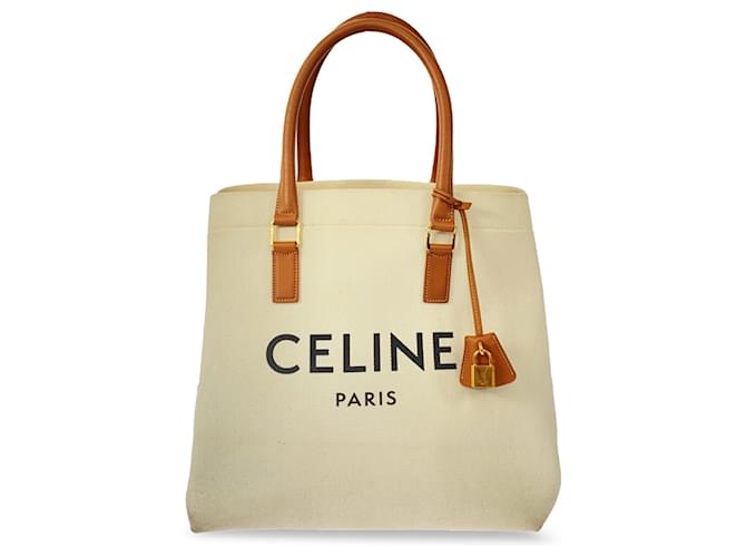 Céline Beige Celine Canvas Horizontal Cabas Tote Leather  ref.1410387