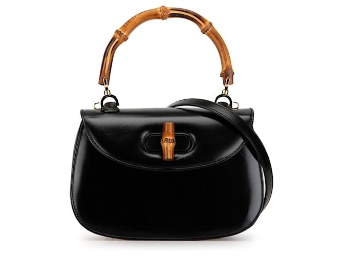 Schwarze Gucci Mini-Umhängetasche Bamboo Night aus Kalbsleder  ref.1410401