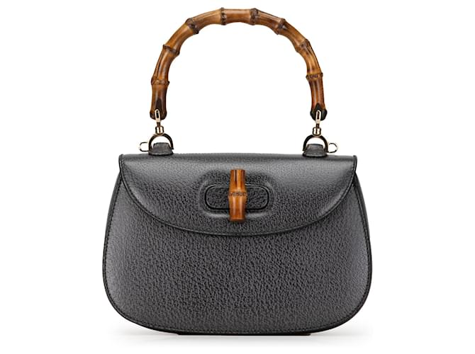 Bolsa noturna de bambu preta Gucci Mini em couro de bezerro Preto  ref.1410402