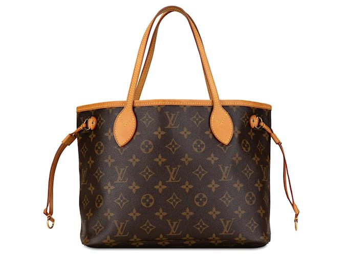 Bolsa Tote Louis Vuitton Monograma Neverfull PM Marrom Couro  ref.1410437