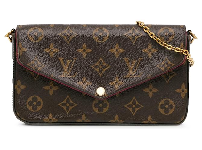 Bolsa Louis Vuitton Monograma Pochette Felicie Marrom Marrom Lona  ref.1410443