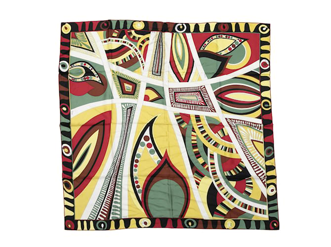 Black & Multicolor Emilio Pucci Abstract Print Silk Scarf  ref.1410467