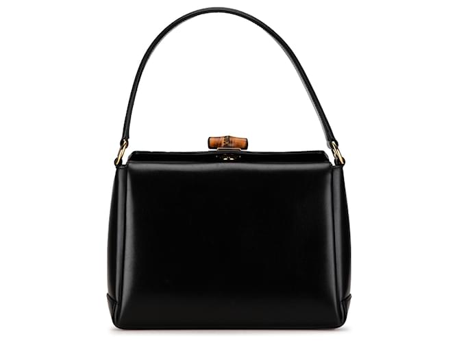 Black Gucci Bamboo Leather Handbag  ref.1410482