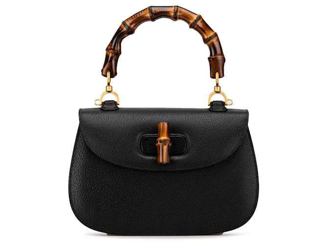 Bolsa noturna de bambu em couro de bezerro Gucci preto  ref.1410483