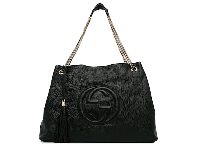 Black Gucci Large Soho Chain Tote Leather  ref.1410484