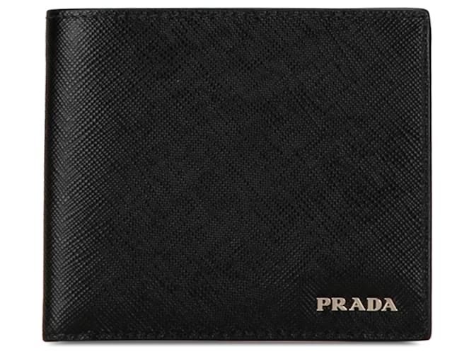 Portafoglio bifold Prada Saffiano nero Pelle  ref.1410491