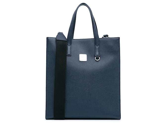 Bolsa de couro com logotipo MCM azul  ref.1410498