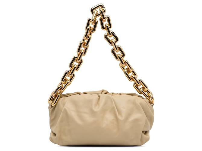 Bolso de hombro con bolsa de cadena Bottega Veneta beige Cuero  ref.1410544