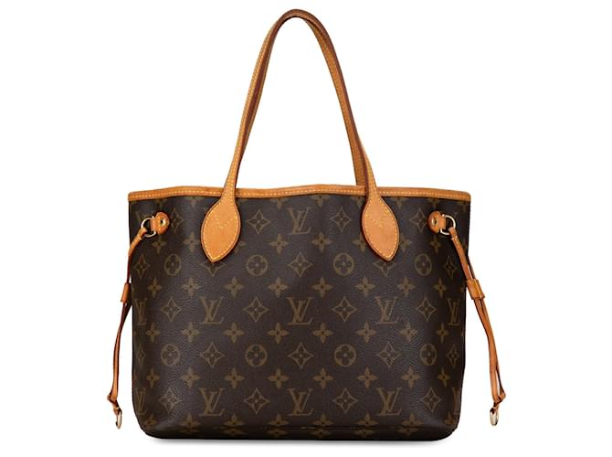 Bolsa Tote Louis Vuitton Monograma Neverfull PM Marrom Couro  ref.1410578