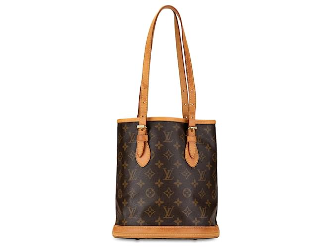 Brown Louis Vuitton Monogram Petit Bucket Leather  ref.1410579