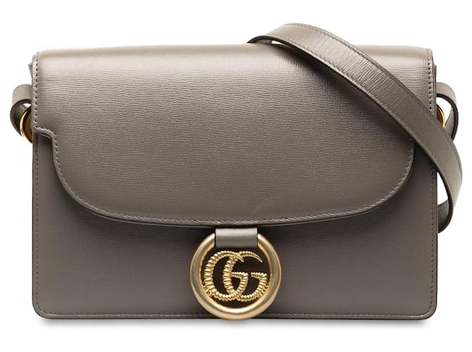 Graue Umhängetasche mit GG-Ring von Gucci Leder  ref.1410591