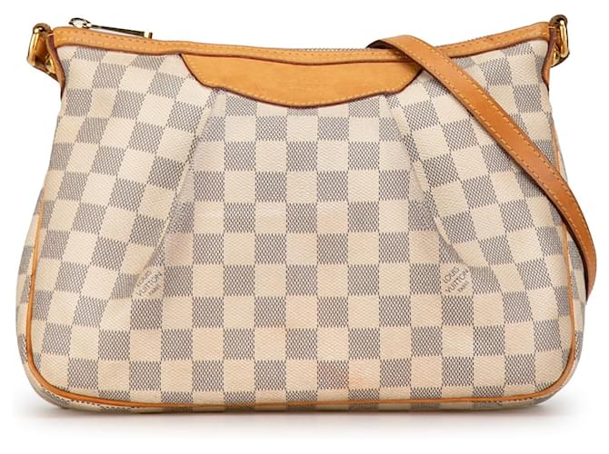 White Louis Vuitton Damier Azur Siracusa PM Crossbody Bag Leather  ref.1410612