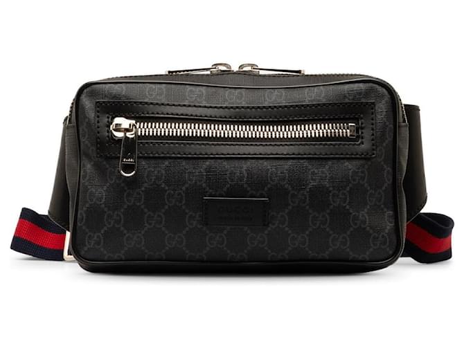 Bolsa de cinto preta Gucci GG Supreme Web Preto Couro  ref.1410624