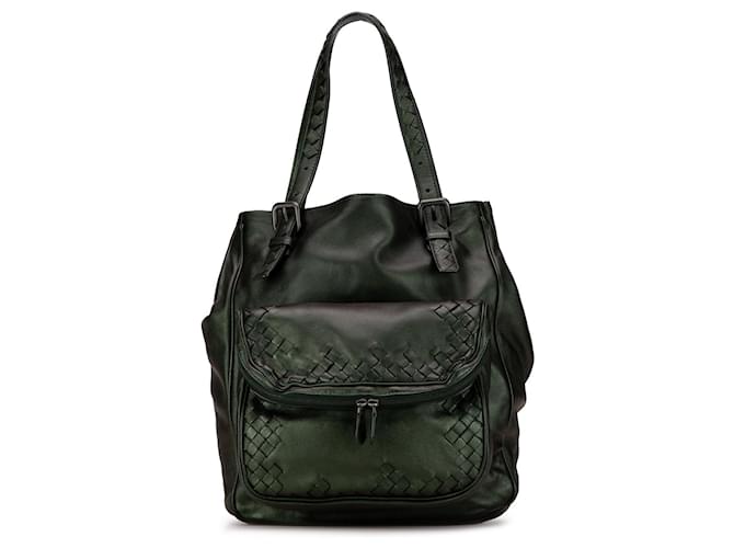 Bolsa Bottega Veneta Intrecciato Iridescente Scarabee Verde Couro  ref.1410667