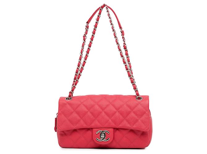 Pink Chanel Medium Quilted Caviar Easy Flap Shoulder Bag Leather  ref.1410673