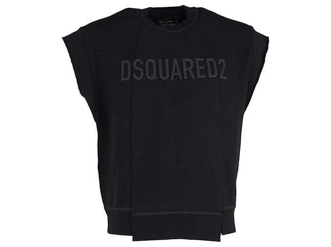 Dsquared2 Sweat Inégal à Manches Courtes en Coton Noir