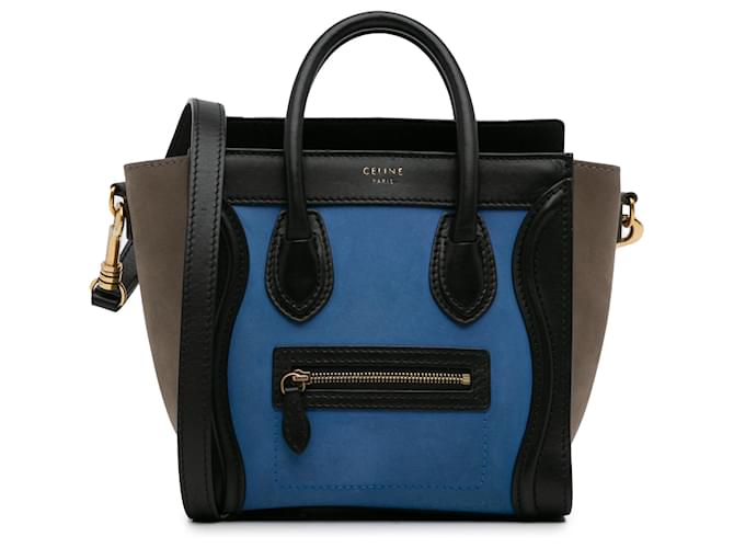 Céline Celine Azul Nano Tricolor Luggage Tote Couro Bezerro-como bezerro  ref.1410969