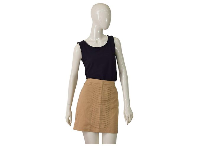 Autre Marque Willi Smith Falda Mini de Algodón Beige con Pliegues Talla 2
